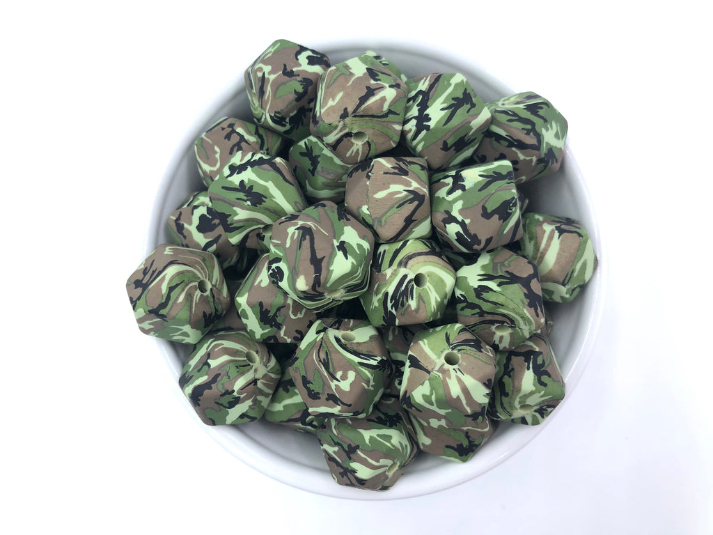 Camo Hexagon Silicone Beads--17mm