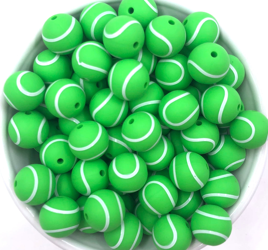 15mm Tennis Printed Silicone Beads