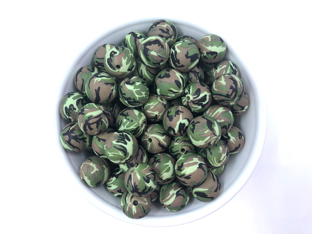 12mm Camo Silicone Beads