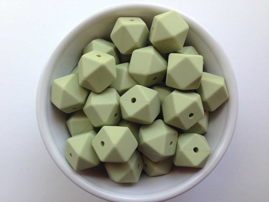 Sage Green Hexagon Silicone Beads