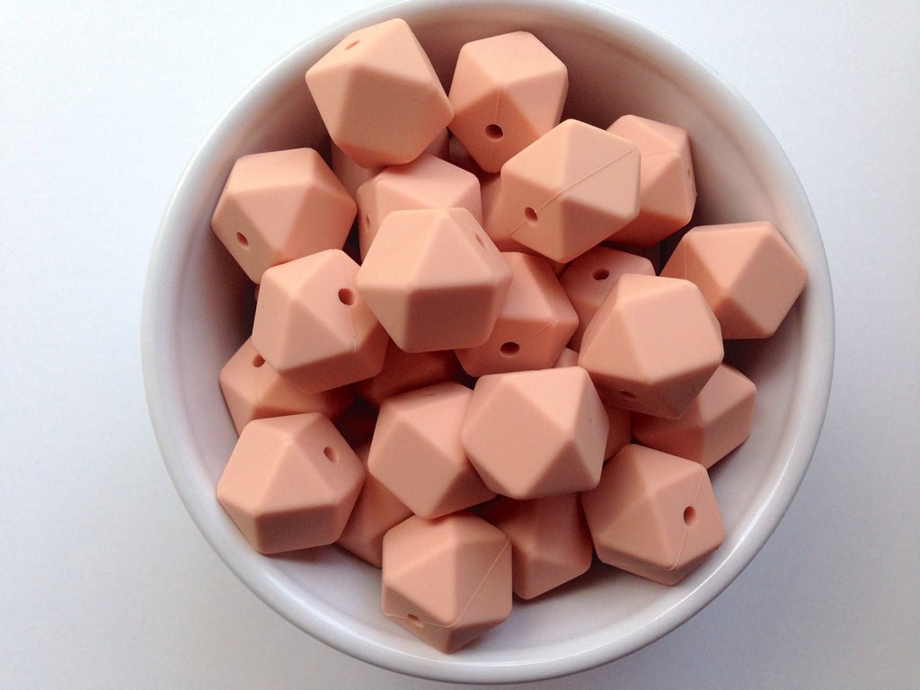Peach Sorbet Hexagon Silicone Beads