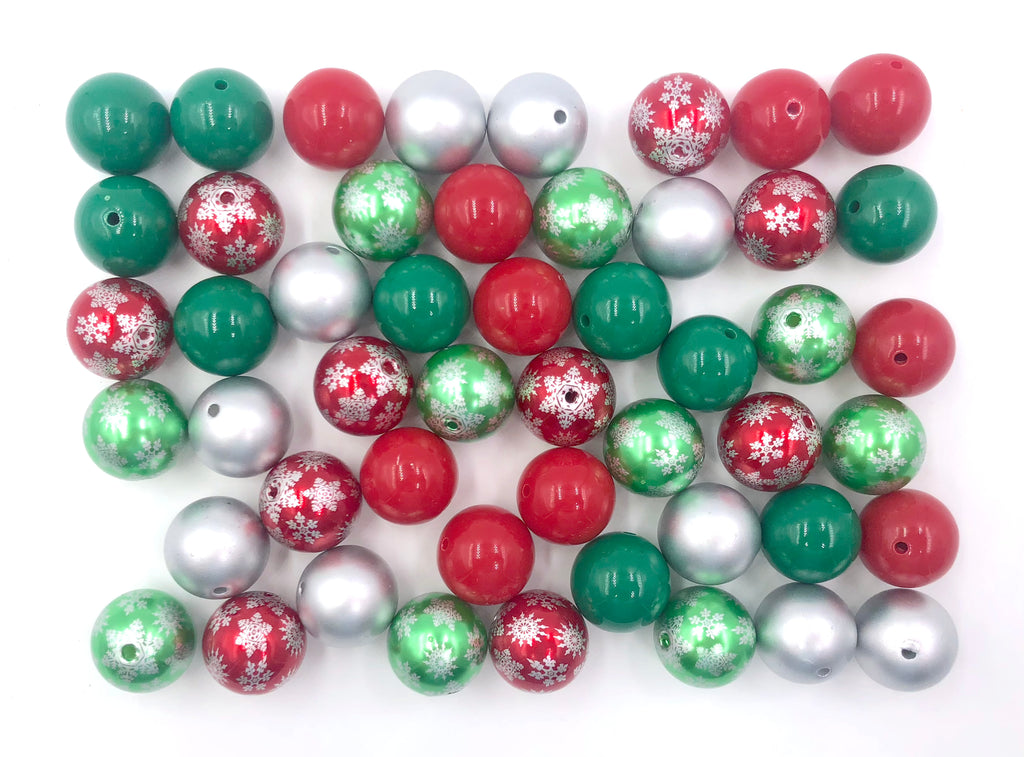20mm Snowflake Bulk Chunky Bead Mix