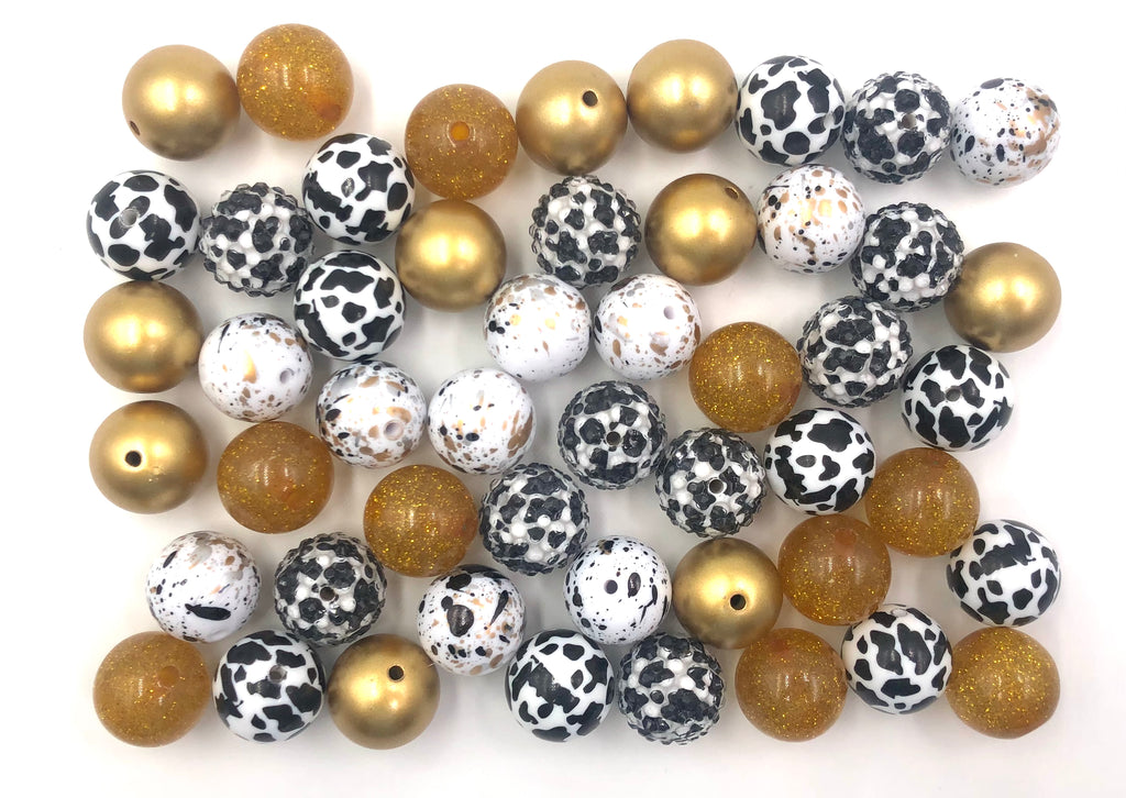 20mm Gold Cow Bulk Chunky Bead Mix