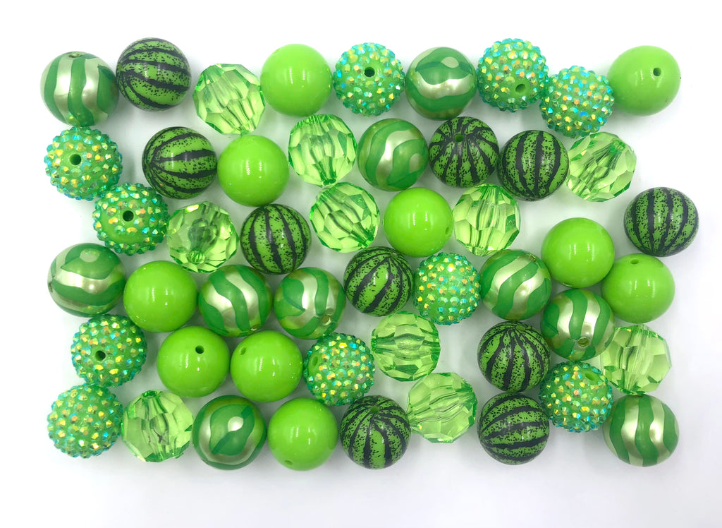 20mm Green Watermelon Chunky Bead Mix