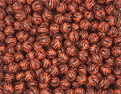 12mm Orange Tiger Acrylic Beads