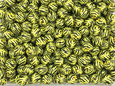 12mm Yellow Tiger Acrylic Beads