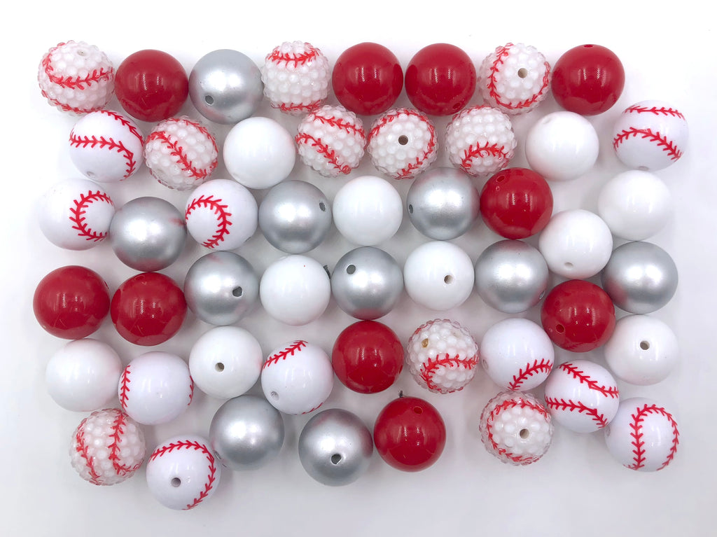 20mm Baseball Chunky Bead Mix