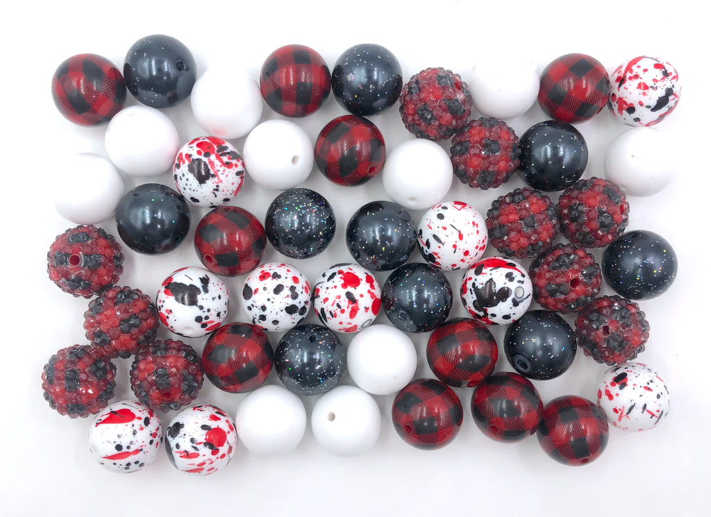 20mm Buffalo Plaid Chunky Bead Mix