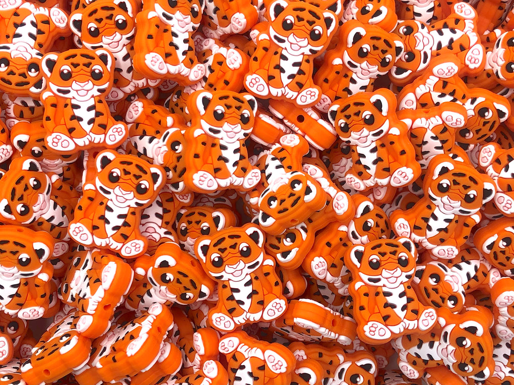 Tiger Silicone Beads--Orange