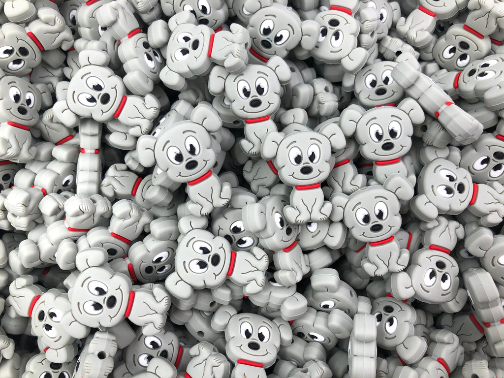 Gray Puppy Dog Beads