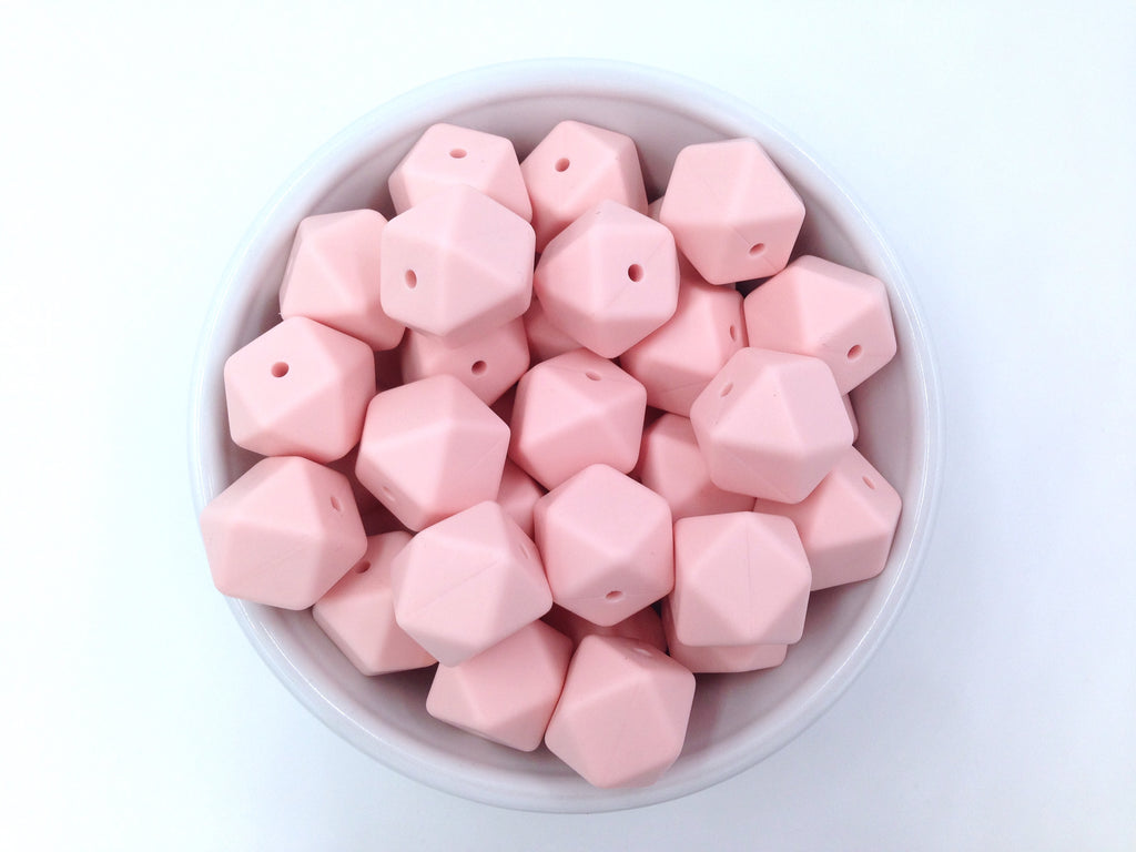 Ballet Pink Hexagon Silicone Beads