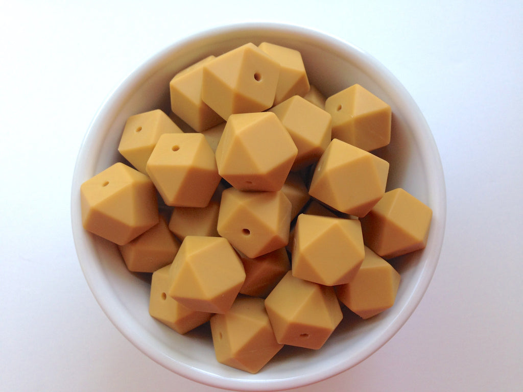 Mustard Hexagon Silicone Beads