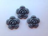 40mm Gray Silicone Flower Bead