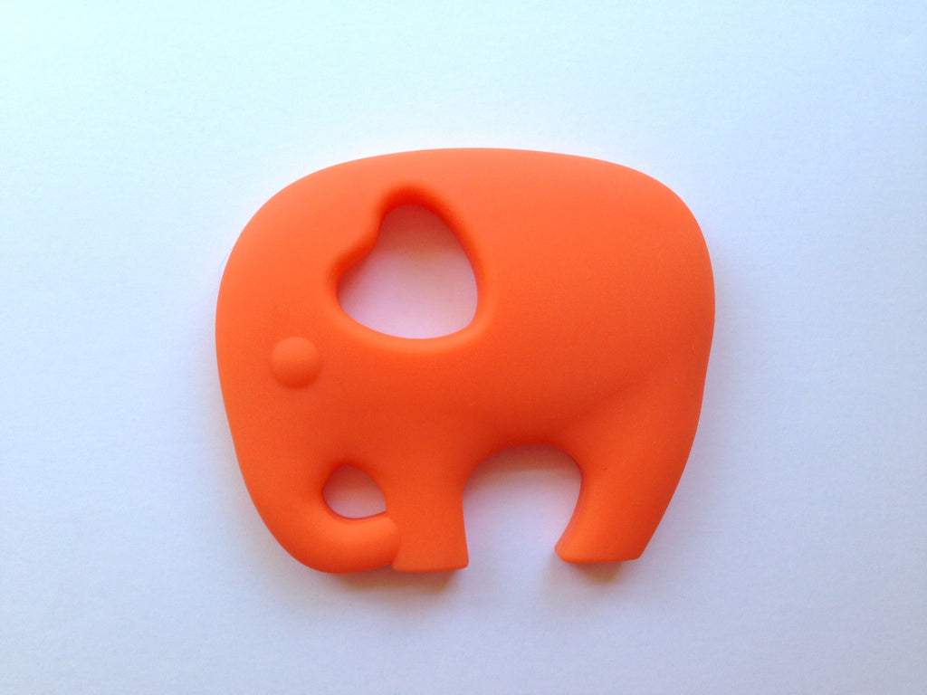 Elephant Silicone Teether--Tangerine Orange