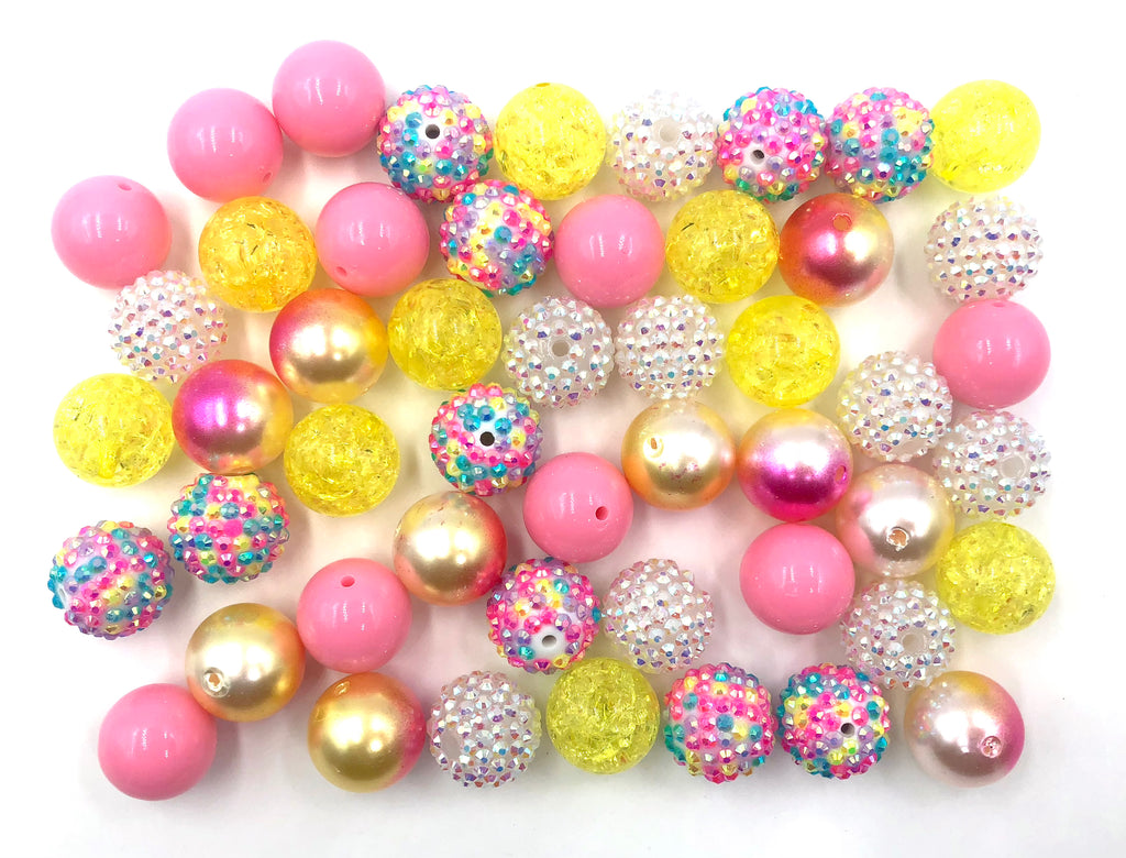 20mm Pink & Yellow Chunky Bead Mix