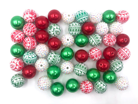 Red and Green Christmas Chunky Bead Mix