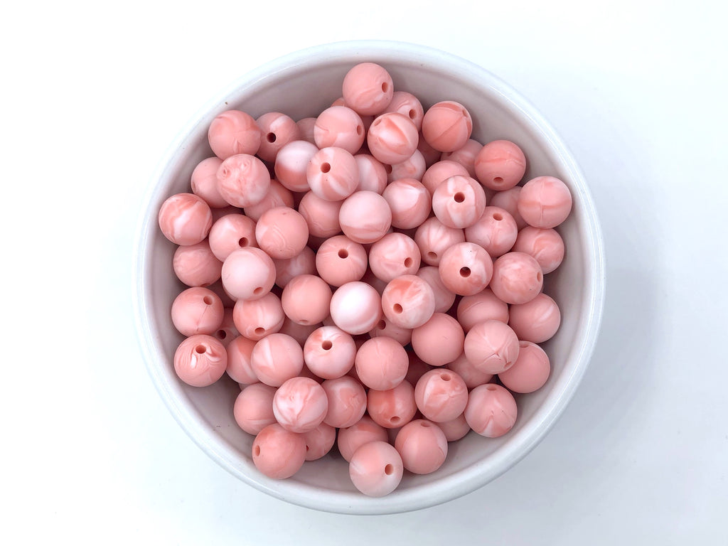 12mm Marble Strawberry Ice Silicone Beads