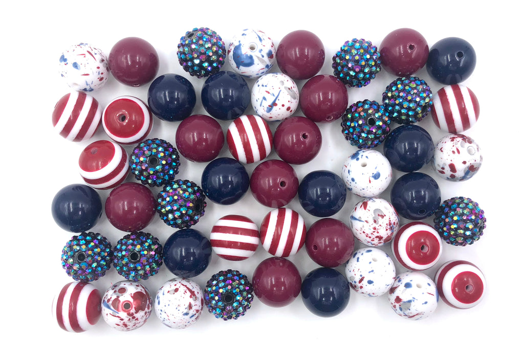 Maroon and Navy Chunky Bead Mix