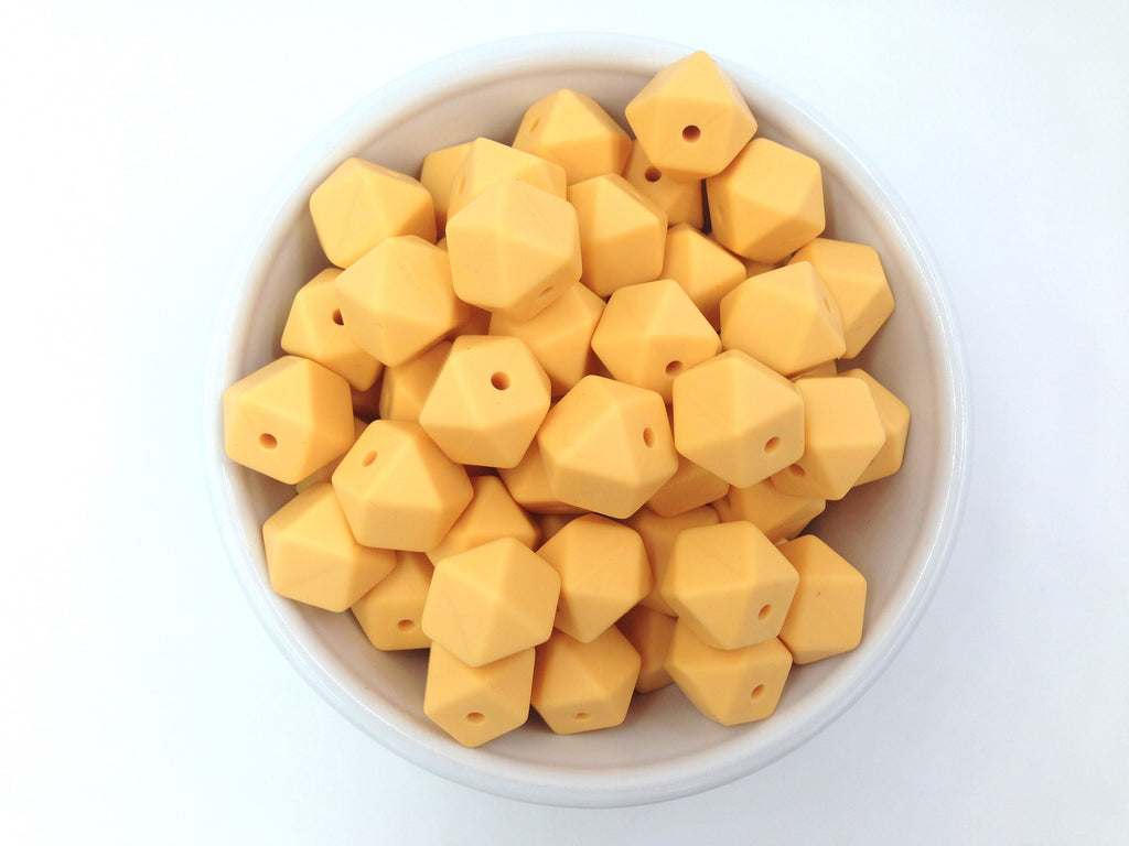 14mm Golden Yellow Mini Hexagon Silicone Beads