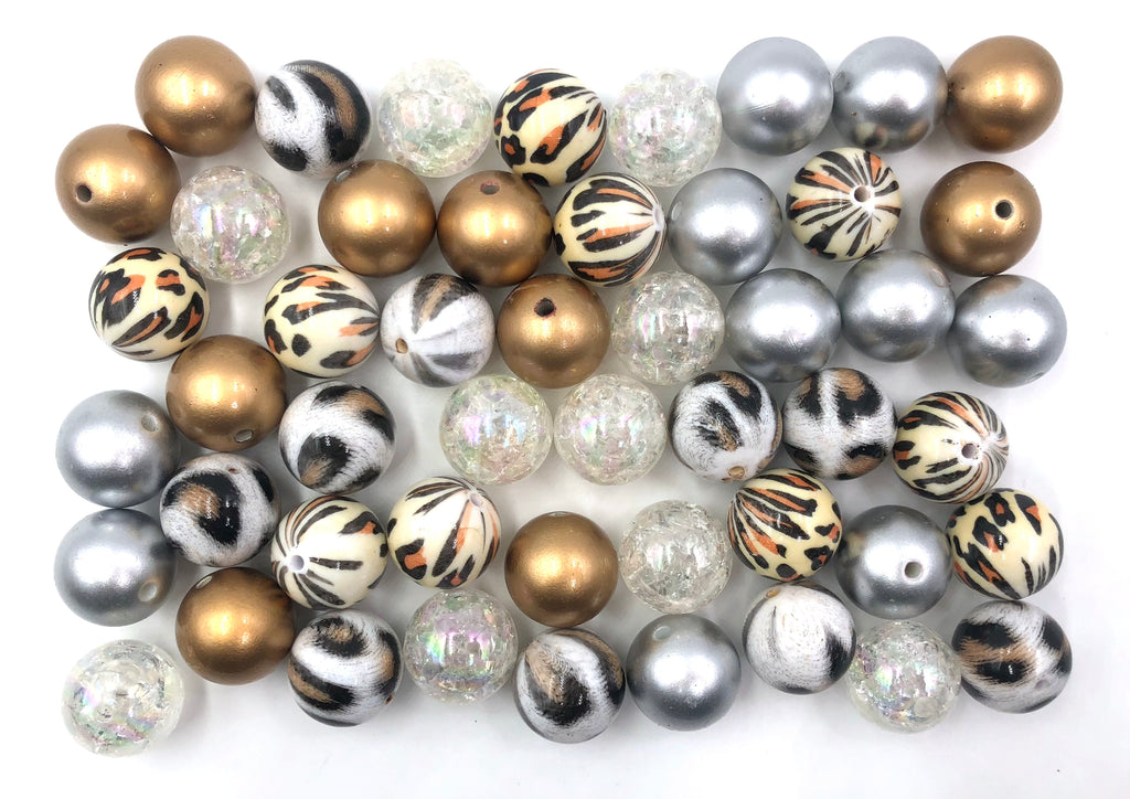 Gold & Silver Leopard Chunky Bead Mix