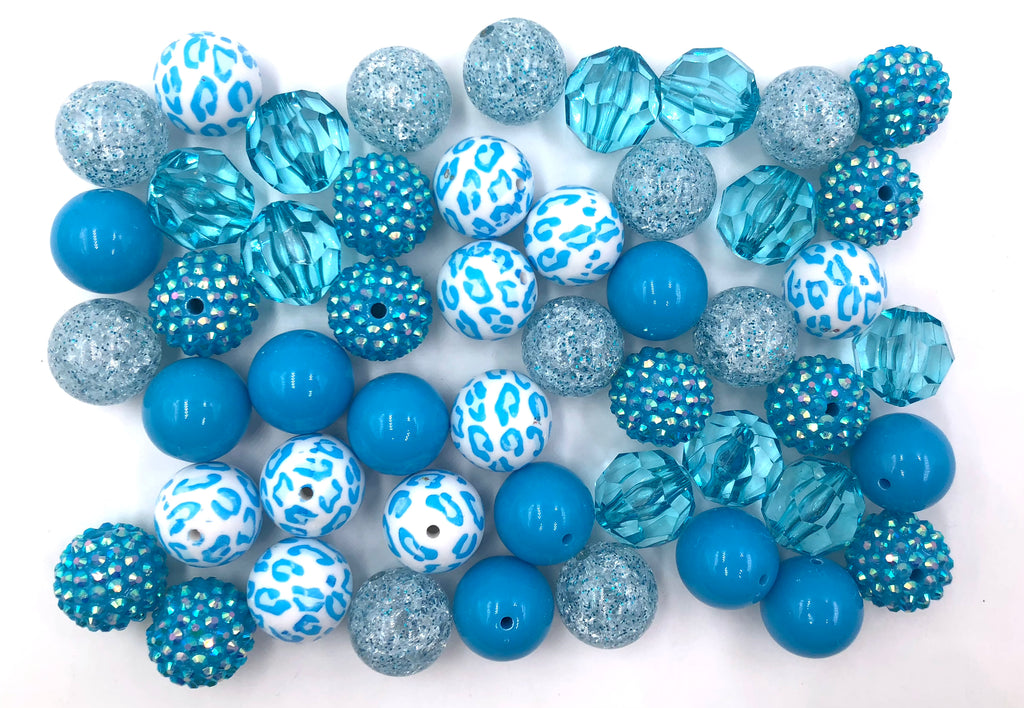 Sky Blue Leopard Chunky Bead Mix