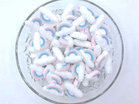 Rainbow Silicone Beads--Pink, Aqua, Purple