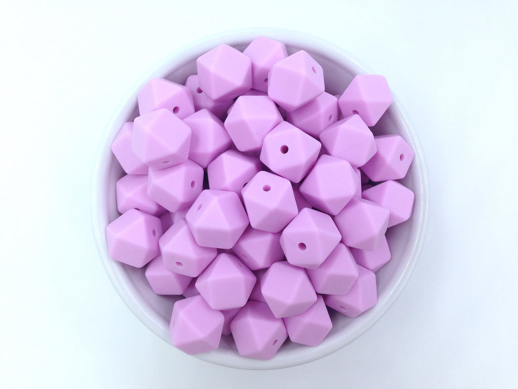 14mm Sweet Lilac Mini Hexagon Silicone Beads