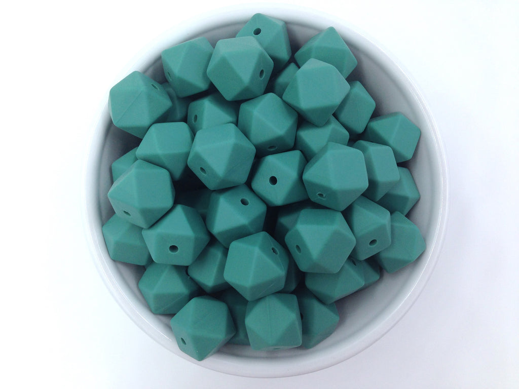 Pine Green Hexagon Silicone Beads