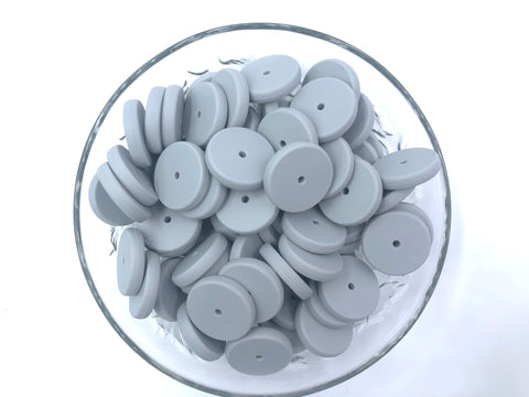 NEW!  25mm Light Gray Coin Silicone Beads