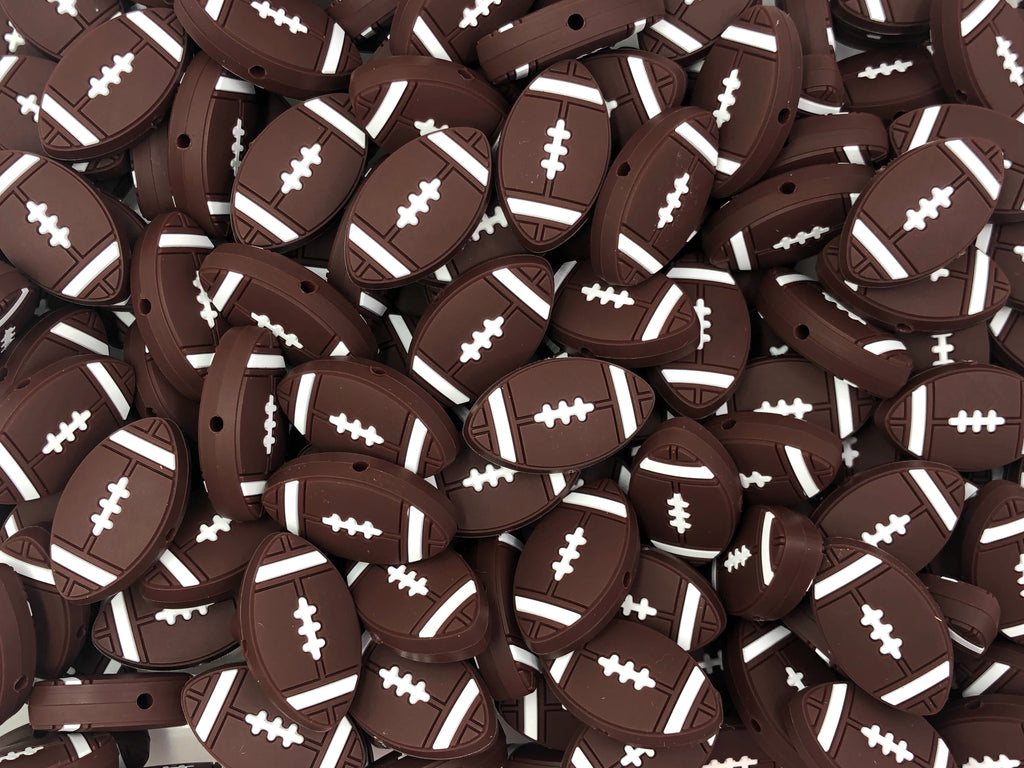 Flat Football Ball Silicone Focal Beads