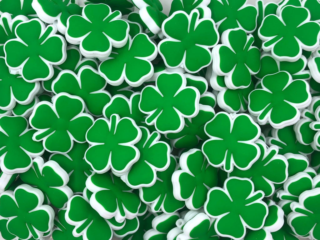 Four-Leaf Clover Silicone Beads--Kelly Green