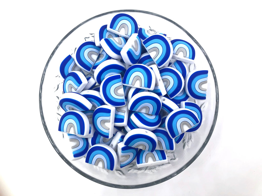 New Style! Rainbow Silicone Beads--Shades of Blue and Light Gray