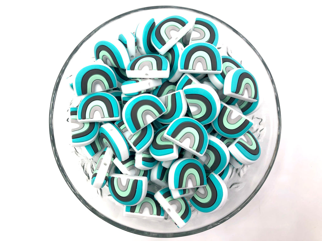 New Style! Rainbow Silicone Beads--Turquoise, Gray, Mint & Light Gray