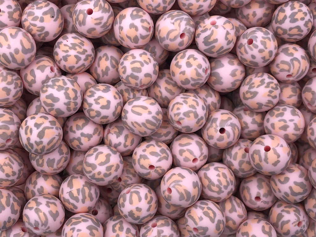 Pink Leopard Silicone Beads-15mm