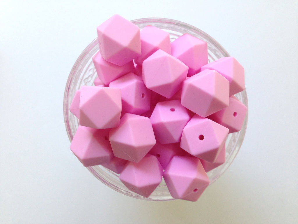 Light Pink Hexagon Silicone Beads