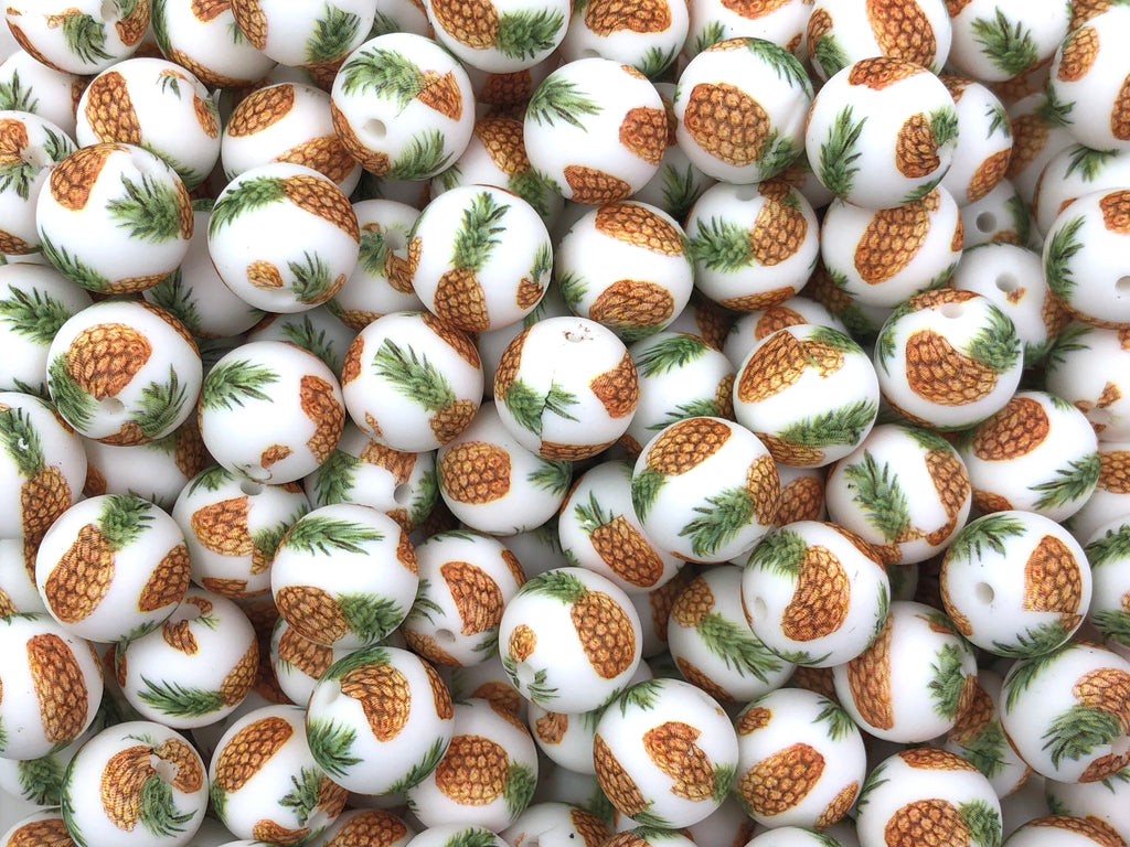 Pineapple Print Silicone Beads--15mm