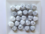 White Marble Hexagon Silicone Beads