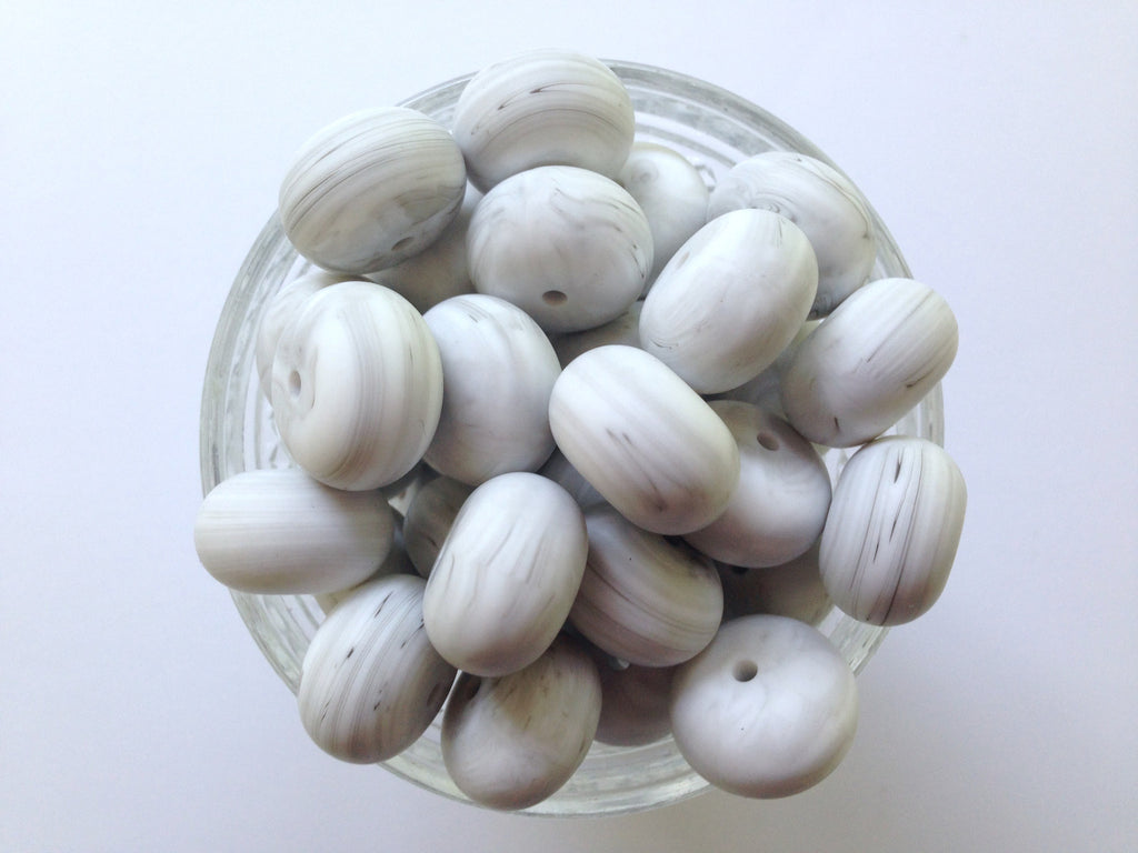 20mm White Marble Abacus Silicone Beads