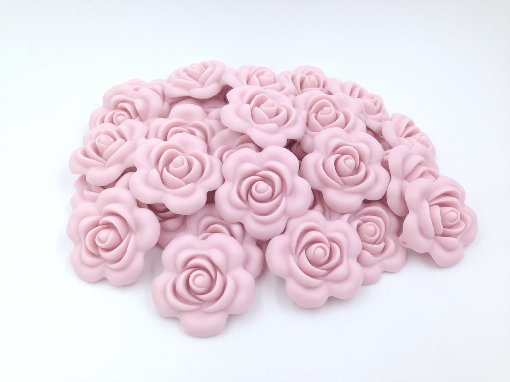 40mm Powder Pink Silicone Flower Bead