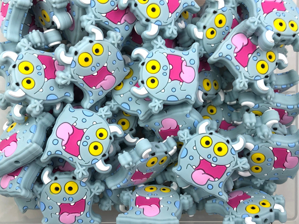 Blue Monster Silicone Beads