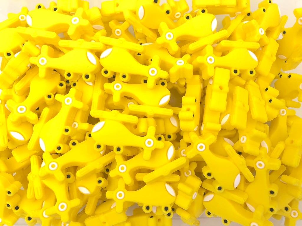 Yellow Helicopter Silicone Beads