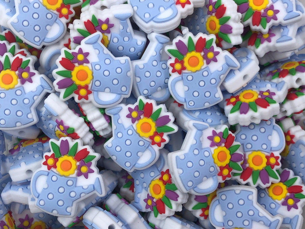 Baby Blue Watering Can Silicone Beads