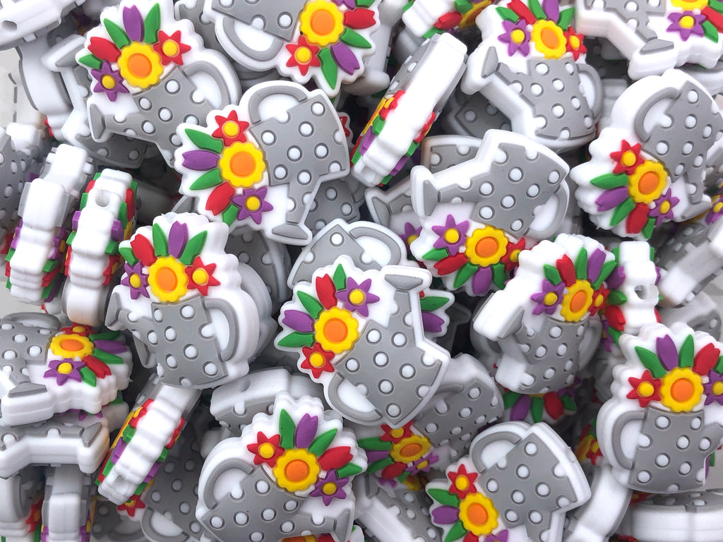 Light Gray Watering Can Silicone Beads