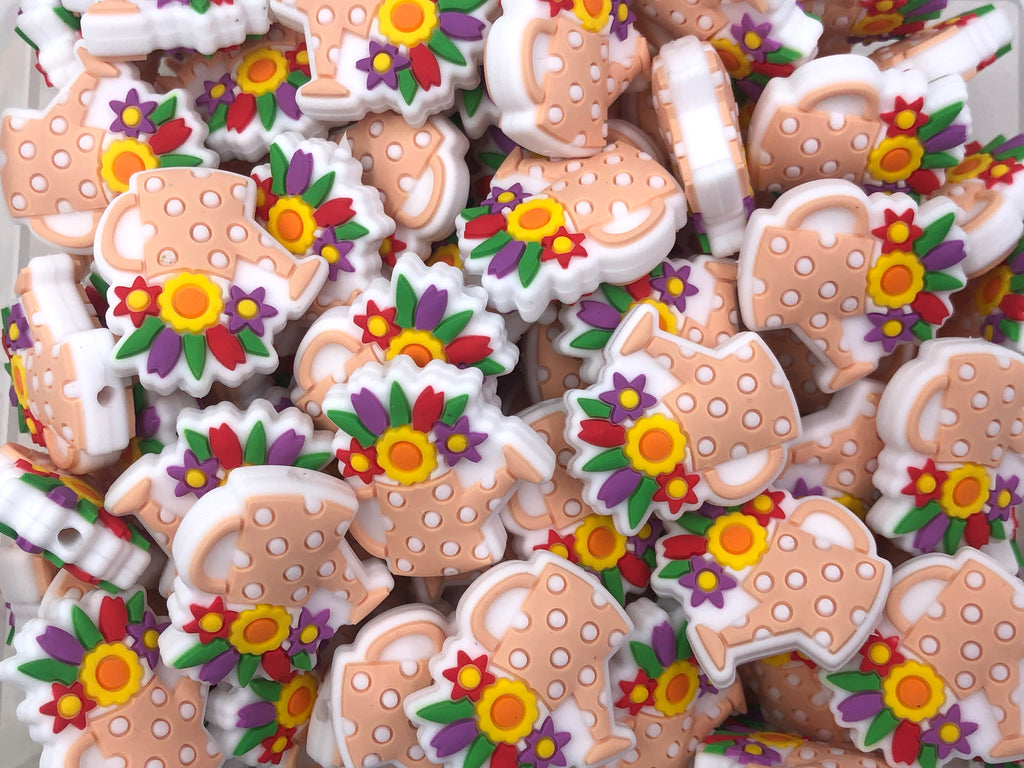 Peach Watering Can Silicone Beads