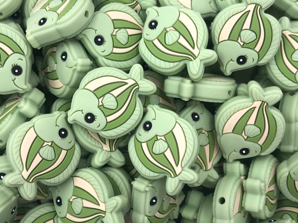 Sage Green Fish Silicone Beads