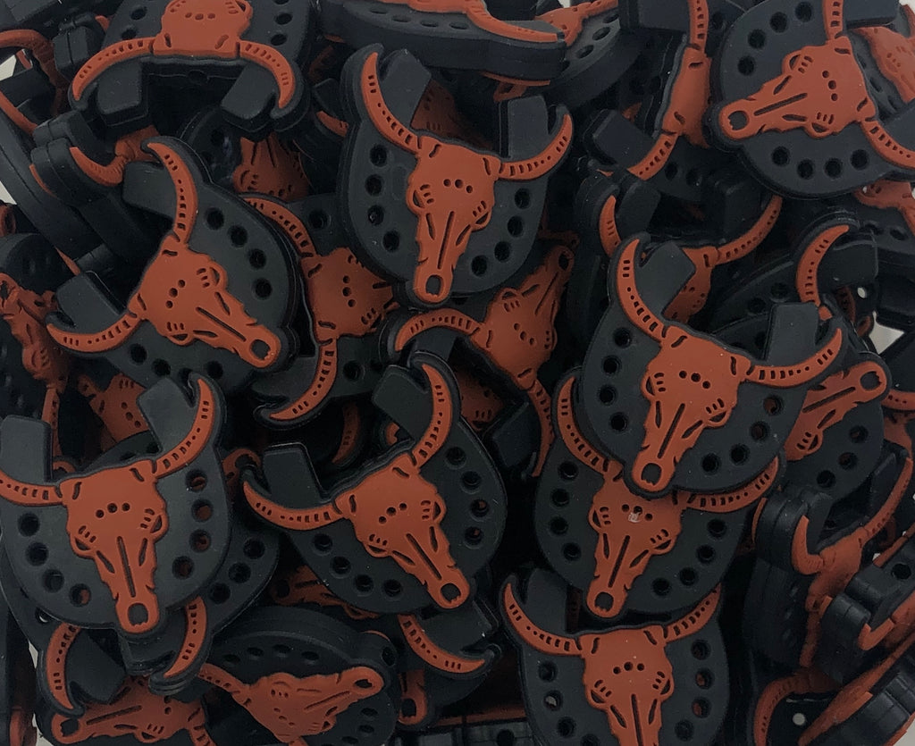 Long Horn Cow Silicone Beads--BLACK