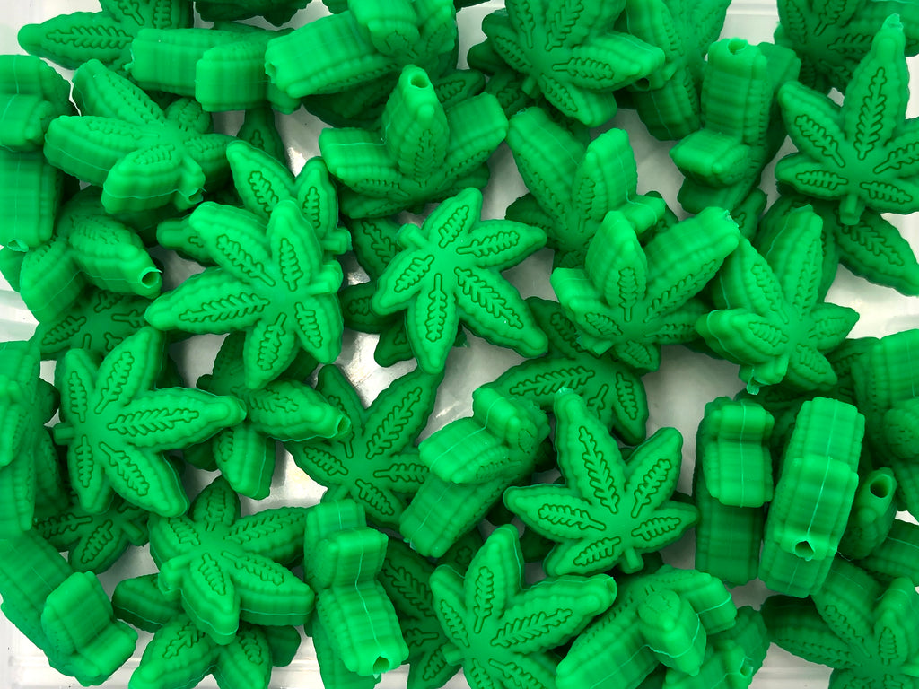 Five Leaf Beads--Dark Green