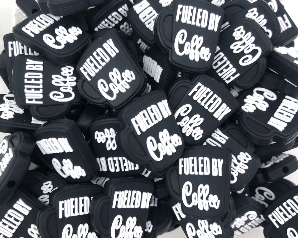 Fueled by Coffee Silicone Focal Beads--Black