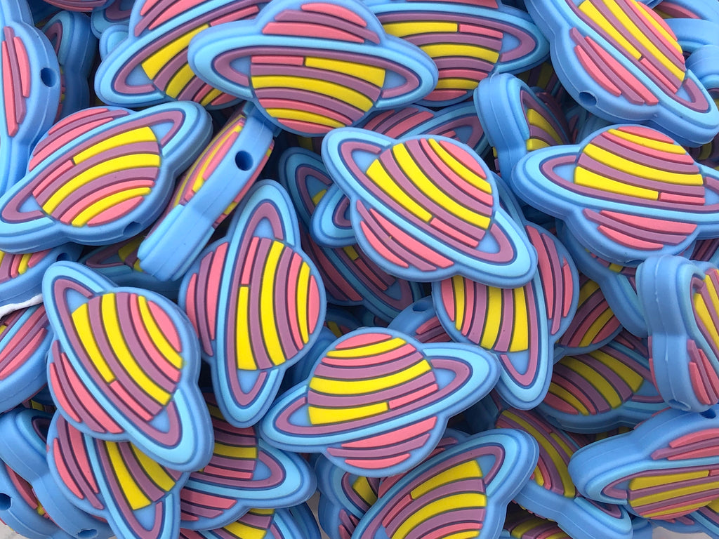 Sky Blue Planet Silicone Focal Beads