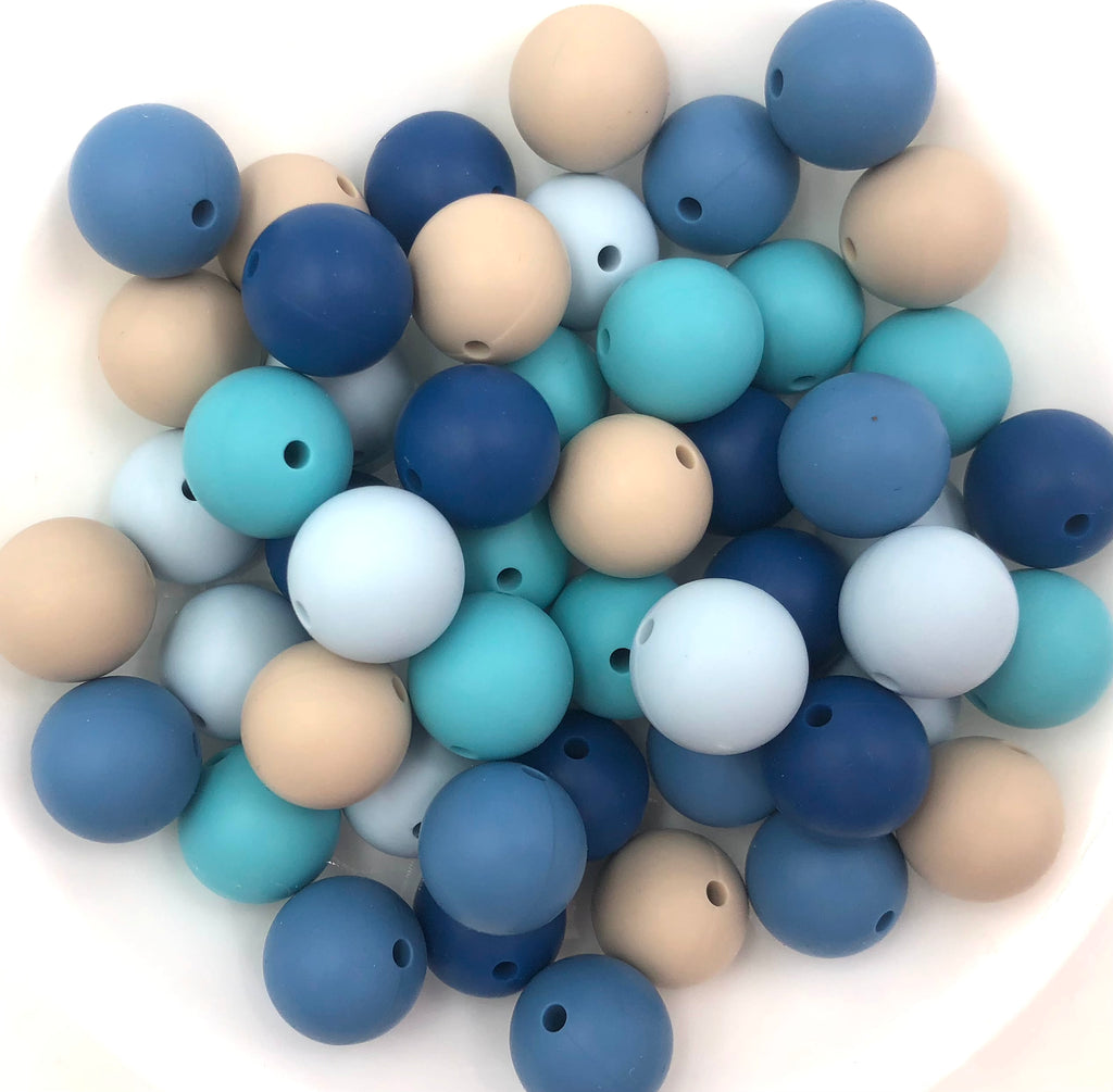 Ocean Waves Silicone Bead Mix--Sandstone, Icicle, Seaside, Ocean, Sapphire Blue